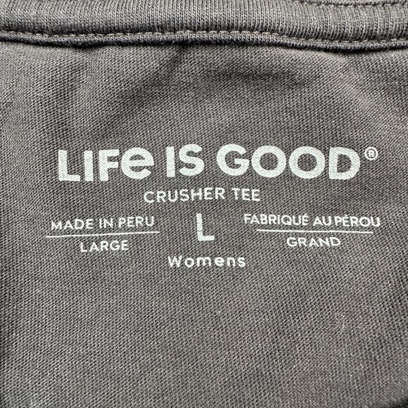 Life Is Good Top Womens Large Gray Crusher Tee Short Sleeve No Place For Hate - Picture 4 of 9